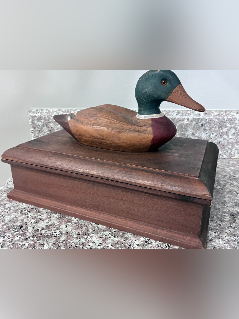 Vintage Wooden Mallard Duck Decoy Valet/Trinket/Cigar Box, Hand-painted